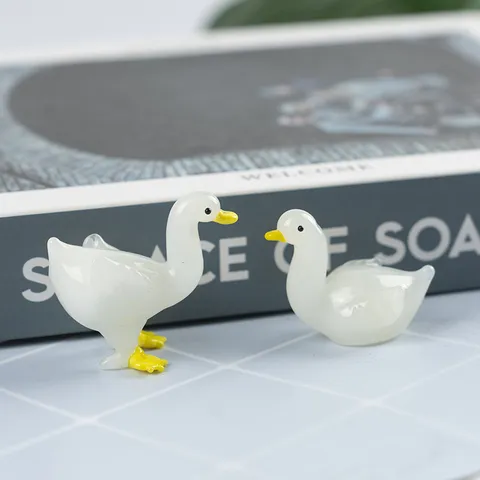 Japanese Style Cute Little White Duck Glass Ornament Desktop Decor Creative Animal Figurine Home Decoration Craft