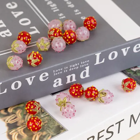 Glass Strawberry Beads Lampwork Glass Loose Beads For DIY Handmade Jewelry Making Bracelet Phone Chain Craft Accessories