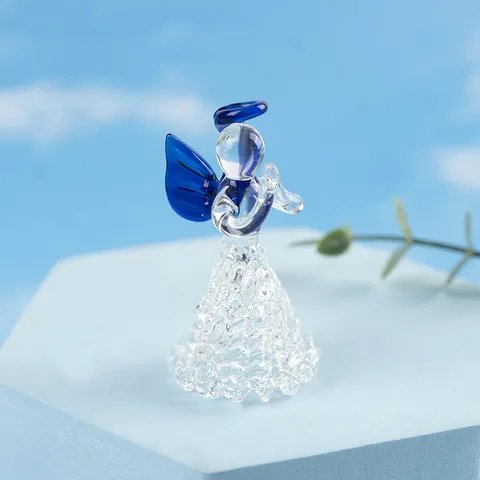 Cute Angel Glass Figurine Miniature Ornament Colored Glaze Car Interior Home Micro Landscape Desktop Decor Gift