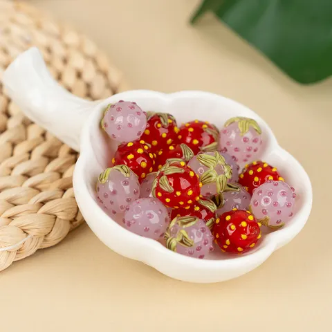 Glass Strawberry Beads Lampwork Glass Loose Beads For DIY Handmade Jewelry Making Bracelet Phone Chain Craft Accessories
