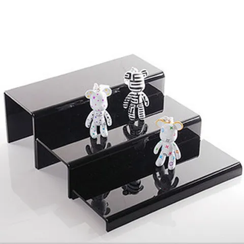 Acrylic Display Riser Clear Black Jewelry Stand Step Shelf Organizer For Ring Necklace Watch Shoe Showcase