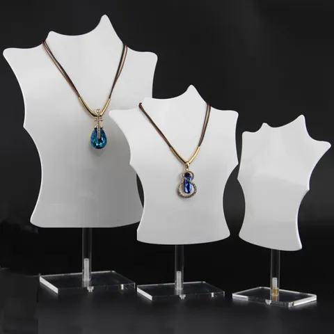 Acrylic Necklace Display Stand 3-Piece Set Mannequin Jewelry Holder Organizer Showcase For Retail Store Home Decor