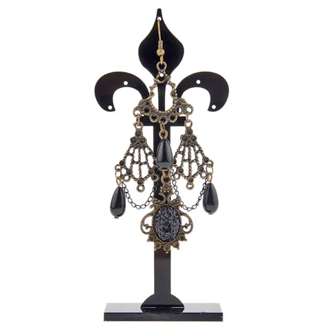 Black Acrylic Earring Display Stand Three Piece Set Jewelry Holder Organizer Showcase Stand For Earrings Studs Retail