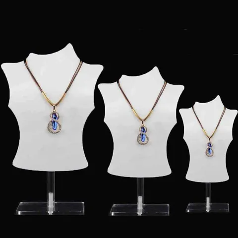 Acrylic Necklace Display Stand 3-Piece Set Mannequin Jewelry Holder Organizer Showcase For Retail Store Home Decor