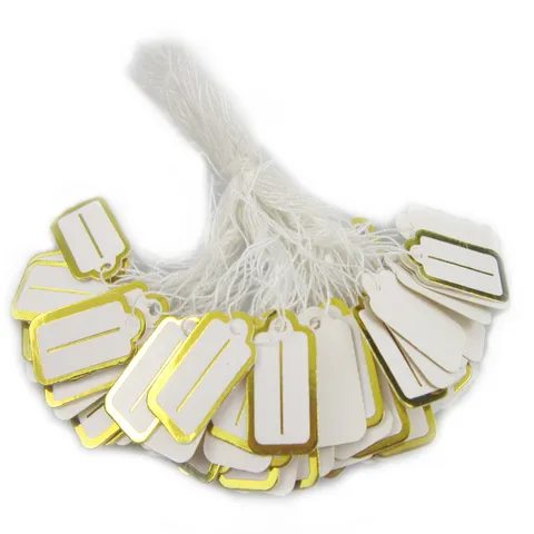 Blank Paper Price Tags Small Gold Rim Jewelry Hanging Tags Blank Price Labels For Jewelry Display And Retail Marking