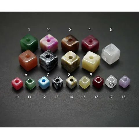 Cuentas Sueltas Acrílicas Cuadradas Cuentas de Agujero Grande Cuentas Geométricas Coloridas para Accesorios de Manualidades de Joyería DIY
