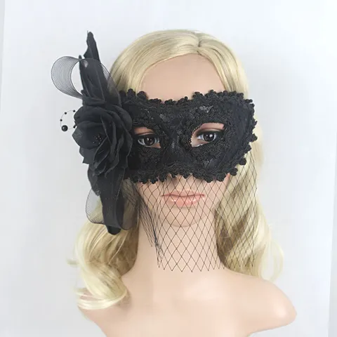 Halloween Maskenball Maske Schwarz Spitze Blumen Netzschleier Venezianische Prinzessin Maske Für Party Kostüm Tanz Zubehör