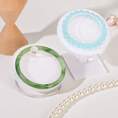 Acrylic Bracelet Bangle Display Stand White Round Display Holder Jewelry Photography Props Showcase Organizer