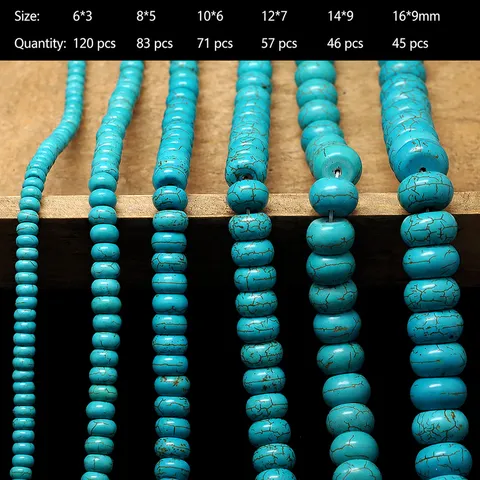 Cuentas Espaciadoras de Turquesa Sintética Disco Ábaco Cuentas Sueltas para Accesorios de Fabricación de Joyas Bodhi Pulsera de Cuentas de Buda DIY