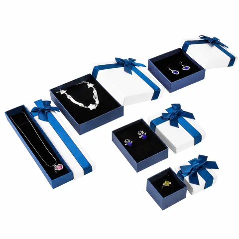 Korean Style Bowknot Ribbon Paper Jewelry Gift Box Necklace Ring Earring Storage Packaging Case For Party