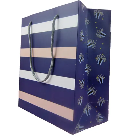 Coated Paper Gift Bags Striped Tote Bags With Handles For Jewelry Tea Party Gift Packaging Decorative Storage Bags
