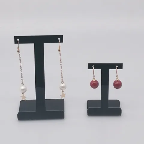 Black Acrylic Earring Display Stand T-Shape Jewelry Holder Countertop Organizer Rack For Earstuds Photography Props
