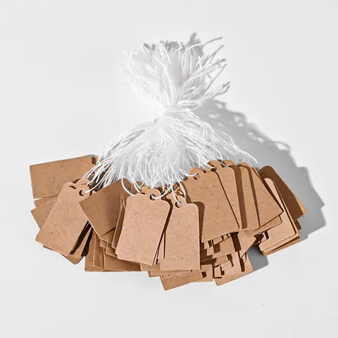 Blank Kraft Paper Price Tags With White Cotton String Jewelry Labels Price Display Cards For Craft Gift Marking