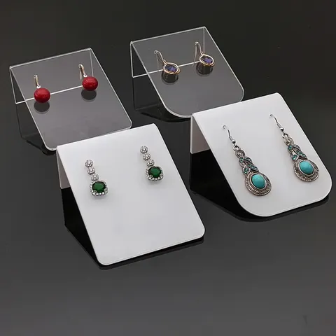 Acrylic Earring Display Stand Transparent White Jewelry Organizer Rack L Shape Desktop Holder Showcase For Studs Earrings