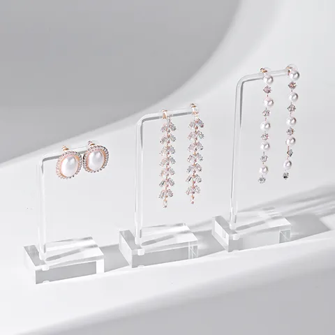 Clear Acrylic Earring Display Stand T-Shape Jewelry Organizer Holder For Stud Earrings Retail Showcase Home