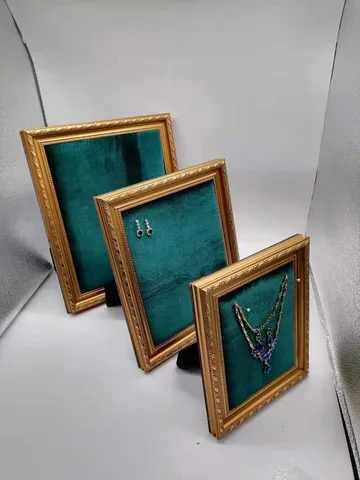 Retro Dark Green Frame Jewelry Display Stand Metal Earring Holder Necklace Organizer Storage Board Home Decor