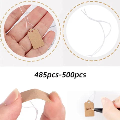 Blank Kraft Paper Price Tags With White Cotton String Jewelry Labels Price Display Cards For Craft Gift Marking