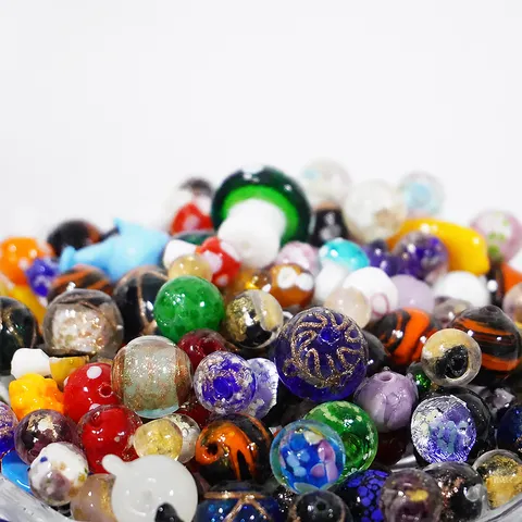 Colorful Mixed Glass Beads Lampwork Beads Assorted Sizes and Shapes for DIY Jewelry Making Bracelets Necklaces Crafts
