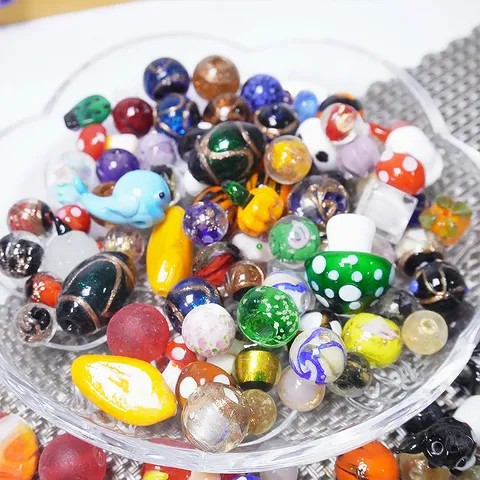 Colorful Mixed Glass Beads Lampwork Beads Assorted Sizes and Shapes for DIY Jewelry Making Bracelets Necklaces Crafts
