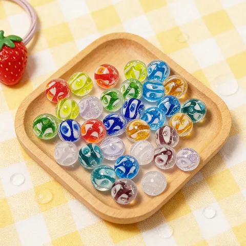 Perles en Verre à Bulles Colorées Perles en Vrac de Couleur Contrastée Pour DIY Collier Fait Main Accessoires de Fabrication de Bijoux