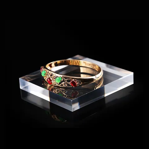 Clear Acrylic Jewelry Display Stand Transparent Square Block Mat Tray Ring Bracelet Holder Showcase Photography Props