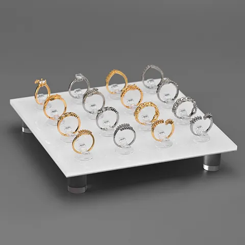 Acryl Ring Display Ständer Transparent Weiß Schmuck Organizer Tablett Halter Für Ring Aufbewahrung Vitrine Theke