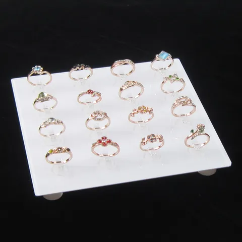 Acryl Ring Display Ständer Transparent Weiß Schmuck Organizer Tablett Halter Für Ring Aufbewahrung Vitrine Theke