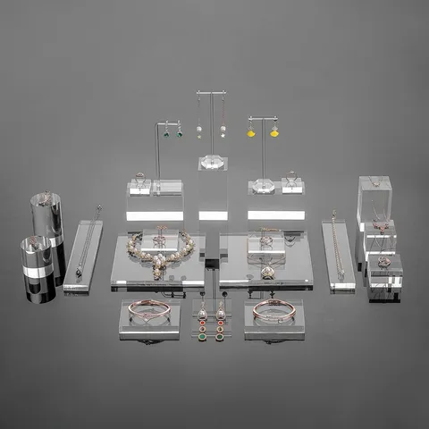 Transparent Acrylic Jewelry Display Stand Clear Ring Earring Necklace Holder Organizer Showcase
