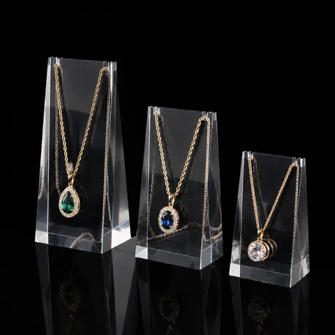 Transparent Acrylic Jewelry Display Stand For Necklace Pendant Chain Ring Organizer Showcase Display Holder
