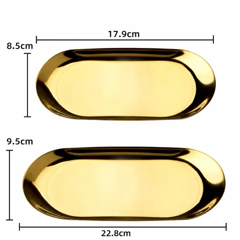Nordic Stainless Steel Jewelry Tray Gold Silver Metal Decorative Tray Makeup Storage Dish For Home Decor