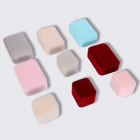 Flannel Velvet Ring Necklace Storage Box Portable Small Gift Packaging Organizer Case For Women Jewelry