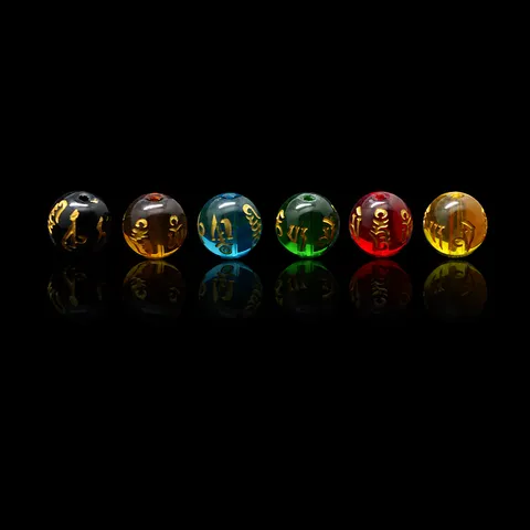 Gold Stamping Six-Syllable Mantra Synthetic Crystal Glass Bead Strands DIY Prayer Beads Jewelry Making Accessories