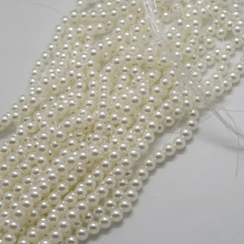 Cuentas de Perlas Artificiales de Plástico ABS Cuentas Sueltas Redondas Para Manualidades de Fabricación de Joyas DIY Blanco Beige