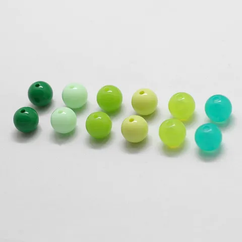 Cuentas Sueltas Redondas de Plástico Ecológicas Coloridas Verdes Transparentes Accesorios de Manualidades para Joyería DIY