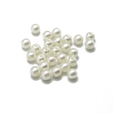 Cuentas Redondas de Imitación Perla en Resina ABS Cuentas Sueltas para Manualidades y Joyería DIY Blanco Roto