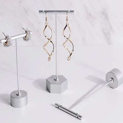 Présentoir à Bijoux en Métal Minimaliste en Forme de T Support de Boucle d'Oreille avec Base Stable