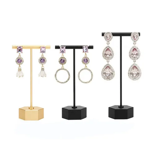 Présentoir à Bijoux en Métal Minimaliste en Forme de T Support de Boucle d'Oreille avec Base Stable