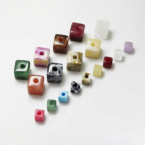 Cuentas Sueltas Acrílicas Cuadradas Cuentas de Agujero Grande Cuentas Geométricas Coloridas para Accesorios de Manualidades de Joyería DIY