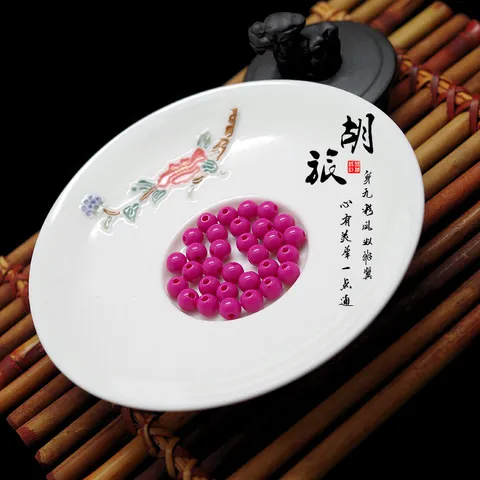Cuentas Sueltas Redondas de Plástico Acrílico Rojo Rosa Accesorios de Manualidades DIY