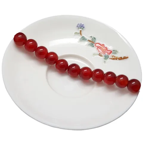 Cuentas Sueltas Redondas de Piedra Ágata Roja Natural para Fabricación de Joyas de Pulsera DIY