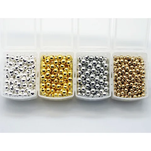 Cuentas Redondas de Latón Macizo Cuentas de Cobre Chapado en Oro a Granel para Manualidades y Joyería DIY