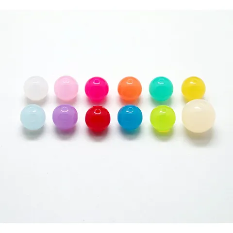 Cuentas Sueltas Redondas de Plástico Colores Sólidos y Transparentes Accesorios para Fabricación de Joyas