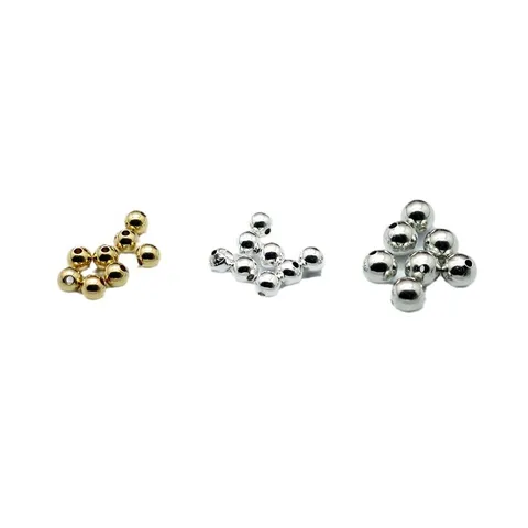 Abalorios Redondos Lisos de Latón Abalorios Sueltos Para Accesorios de Fabricación de Joyería DIY Componentes Metálicos Galvanizados