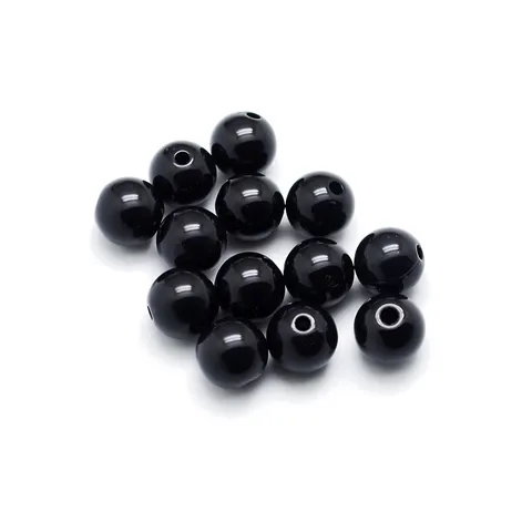 Venta al por Mayor Cuentas Redondas de Plástico Negro Puro Cuentas Sueltas para Fabricación de Joyas DIY Manualidades Collar Pulsera