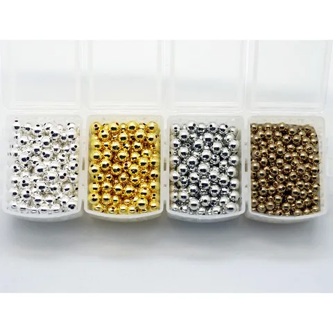Latón Cuentas Redondas Lisas Abalorios Sueltos Galvanizado Oro Plata Color Metal Fabricación de Joyas Manualidades