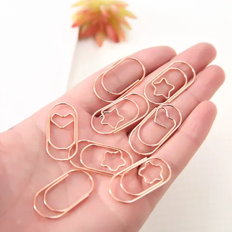 Kreatives Metall-Büroklammern- und Lesezeichen-Set in Roségold Bürobedarf Süße Formen
