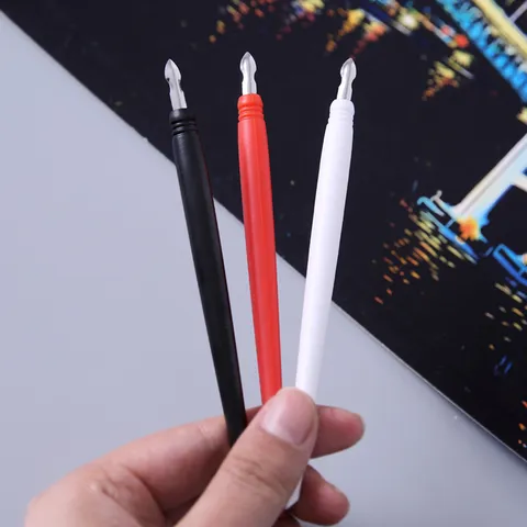 Plastic Kras Art Pen Metal Tip Tekengereedschap Voor DIY Schilderen School Kantoor Kunst Ambachtelijke Accessoires