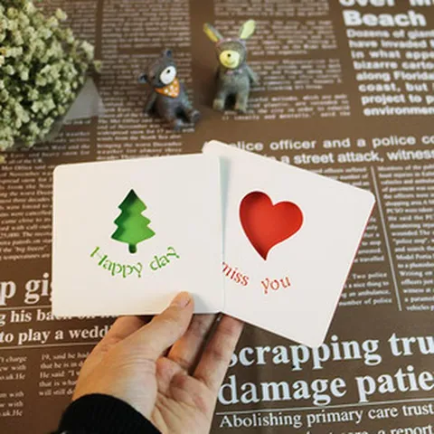 Carte de Vœux Évidée Carte de Message Miniature en Carton pour Magasin de Fleurs Emballage Cadeau de Gâteau Fête d'Anniversaire