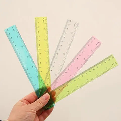 Règle Droite en Plastique Transparent Mignon Outil de Dessin Coloré Papeterie de Mesure Pour École Étudiant Bureau