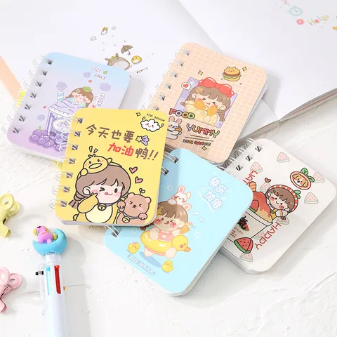 Taccuino a Spirale Portatile Carino Cartone Tascabile Mini Diario Studente Promemoria Scrittura Quotidiana Cancelleria Regalo